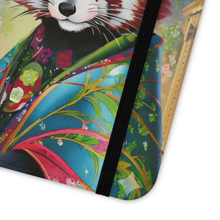 🦝✨ Cybernetic Red Panda Flip Case – Neon Charm & Futuristic Wonder