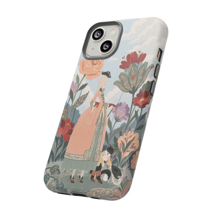 🌹🐈 The Lady And Puss In Boots Phone Case – Art Deco Floral Whimsy