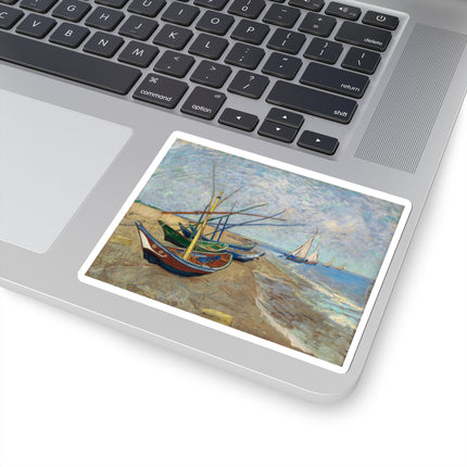 Fishing Boats on the Beach at Saintes-Maries by Vincent Van Gogh Kiss-Cut Stickers (4 Sizes)