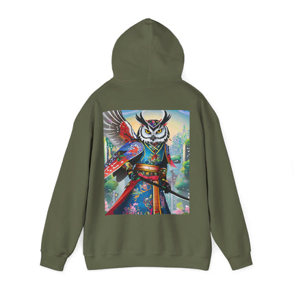 Cyberpunk Samurai Owl – Heavy Blend™ Hooded Sweatshirt