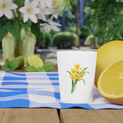 Chinese Sacred Lily botanical illustration by Pierre-Joseph Redouté Ceramic Shot Glass