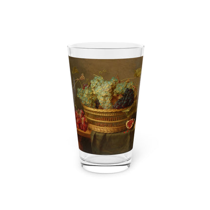 Basket of Grapes and a Pomegranate on a Table Glass, 16oz