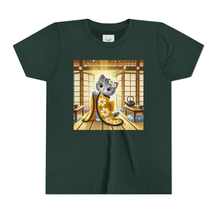 Playful Kitten in the Tea Room Youth Short Sleeve Tee