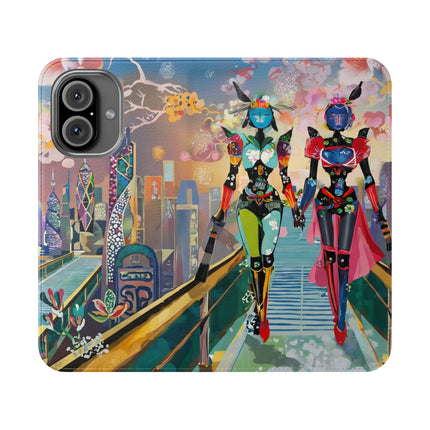 🤖🌆 Cyber Punk Robot Models Flip Case – Futuristic Fashion & Neon Elegance