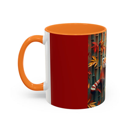 Red Panda at an Autumn Bamboo Grove Colorful Mugs (11oz, 15oz)