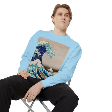 The Great Wave off Kanagawa by Katsushika Hokusai Garment-Dyed Sweatshirt