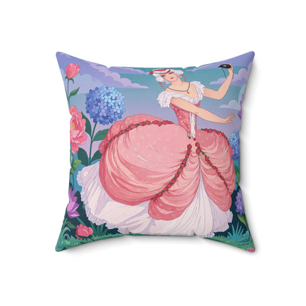 🎭🌸 The Lady Of The Secret Masquerade Square Pillow – Art Deco Garden Fantasy