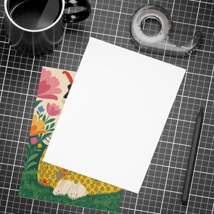 🐇🌼 The Enchanted Rabbit Garden Postcards With Envelopes – Art Deco Floral Whimsy