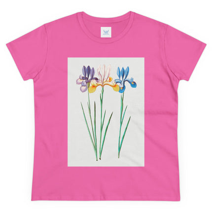 Women's Blue Iris Print Midweight Cotton Tee