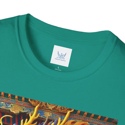 Tibetan Dragon Over Kabuki Duel Softstyle T-Shirt