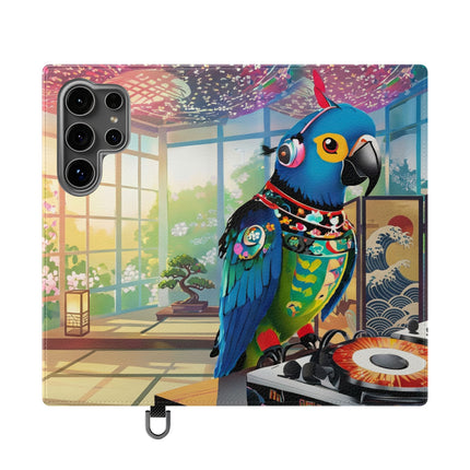 🎧🦜 Parrot DJ Flip Case – Neon Beats & Cyber Groove
