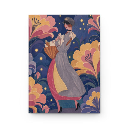 🌙🌸 The Lady Of The Moonlit Flower Garden Hardcover Journal – Art Deco Floral Nighttime Romance
