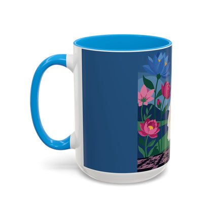 The Lady Of The Golden Parasol Colorful Mugs – Art Deco Botanical Elegance