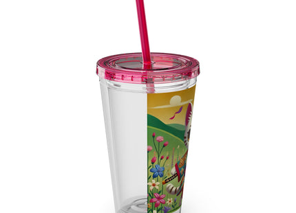 Samurai Kitten Sunsplash Tumbler with Straw, 16oz