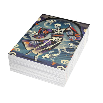 Skeleton Kabuki Performer Postcards (envelopes included) - Bundles of 10, 30, 50 Pieces