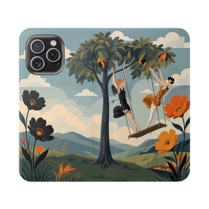 🌳🌺 The Ladies Of The Garden Swing Flip Case – Art Deco Floral Adventure