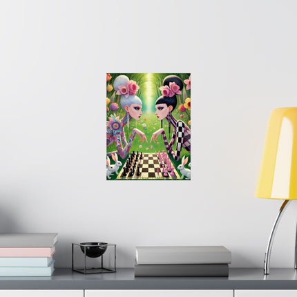 ♟️🌸 Spring Gambit: A Fairy’s Move Matte Vertical Poster – Whimsical Chess & Spring Magic