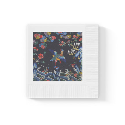 Rank Badge with Mandarin Duck White Coined Napkins