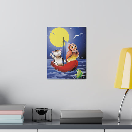 Embarking on a Moonlit Journey – Whimsical Owl and Pussy Cat Sailing Adventure