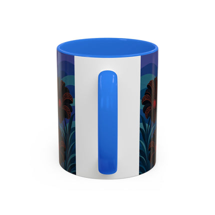 🖤🌺 The Midnight Floral Acrobat Colorful Mug – Art Deco Fashion Whimsy