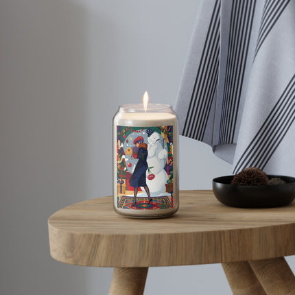 ☃️🎄 The Snowman's Christmas Companion Scented Soy Candle – Art Deco Holiday Fantasy