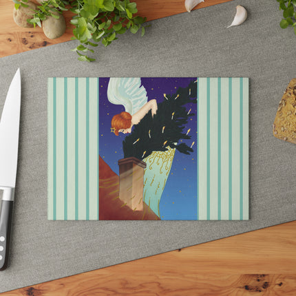 The Christmas Angel Glass Cutting Board