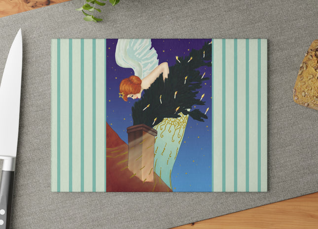 The Christmas Angel Glass Cutting Board