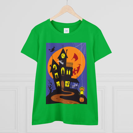 Halloween Night at the Haunted House Women's Midweight Cotton Tee