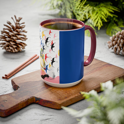 Flight of the Songbirds Colorful Mugs – Theatrical Whimsy & Colorful Harmony