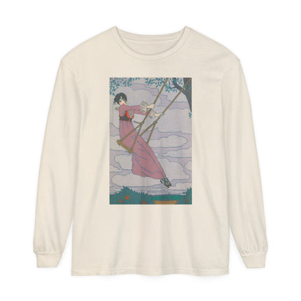 La balançoire by Georges Lepape Garment-dyed Long Sleeve T-Shirt