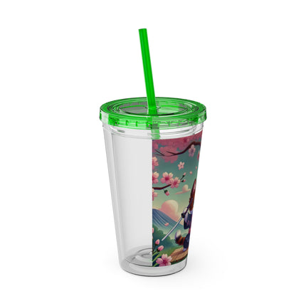 Samurai Kitten Sunsplash Tumbler with Straw, 16oz