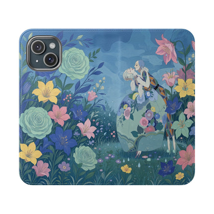 🌸💙 The Lovers In The Enchanted Garden Flip Case – Art Deco Floral Romance