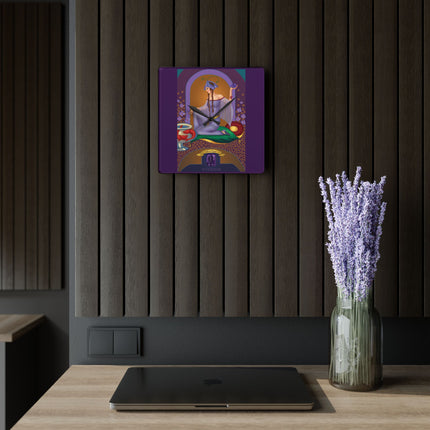 February & Amethyst Zodiac Acrylic Wall Clock