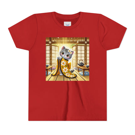 Playful Kitten in the Tea Room Youth Short Sleeve Tee