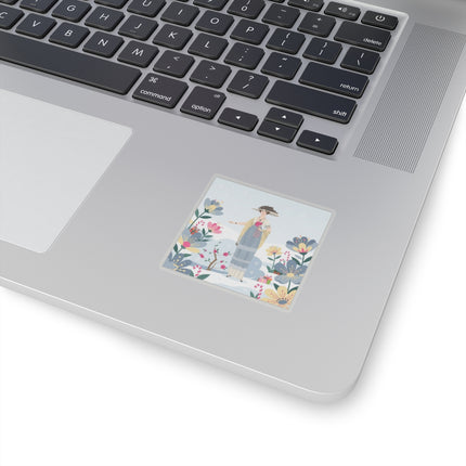 🌹❄️ The Lady Of The Winter Rose Garden Kiss-Cut Sticker – Art Deco Holiday Fantasy