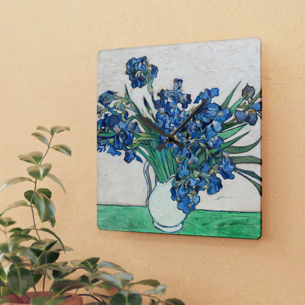 Irises by Vincent Van Gogh Acrylic Wall Clock, Round and Square