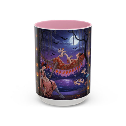 🌙🎃 Moonlit Mischief In The Pumpkin Grove Colorful Mug – Whimsical Halloween Fantasy