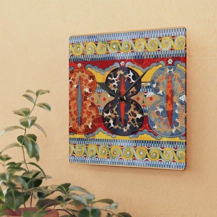 Reproduction of the Shield Frieze by Emile Gilliéron Acrylic Wall Clock, Round and Square