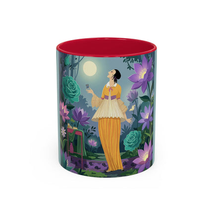 The Lady Of The Moonlit Garden Colorful Mugs – Art Deco Botanical Serenity
