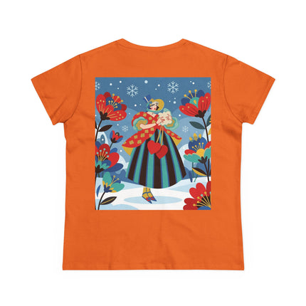 ❤️❄️ The Winter Heart Messenger Cotton Tee – Art Deco Winter Enchantment