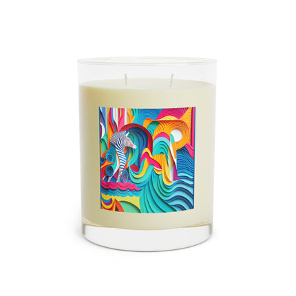 Surfing Zebra Scented Candle - Full Glass, 11oz - The White Tea & Fig, The Lavender & Sage, and The Ocean Mist & Moss