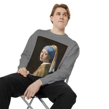 Girl with a Pearl Earring by Johannes Vermeer Unisex Garment-Dyed Sweatshirt