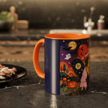 🎃🐈‍⬛ The Pumpkin Moon Embrace Colorful Mug – Whimsical Halloween Charm