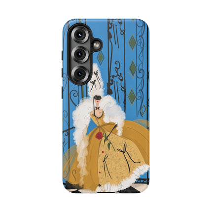 🎭🌹 The Lady At The Masquerade Gates Phone Case – Art Deco Fashion Illustration