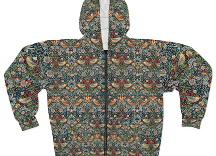 Strawberry Thief by William Morris Zip Hoodie (AOP)
