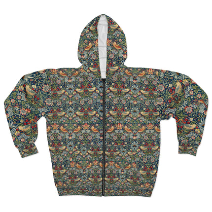 Strawberry Thief by William Morris Zip Hoodie (AOP)