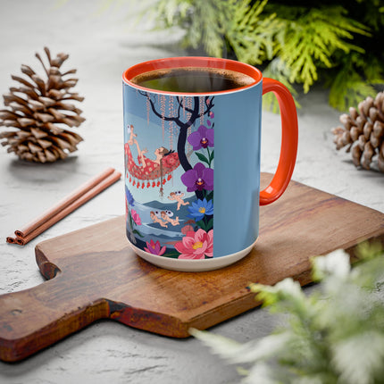 The Ladies Of The Enchanted Hammock Colorful Mugs – Art Deco Whimsical Garden Elegance