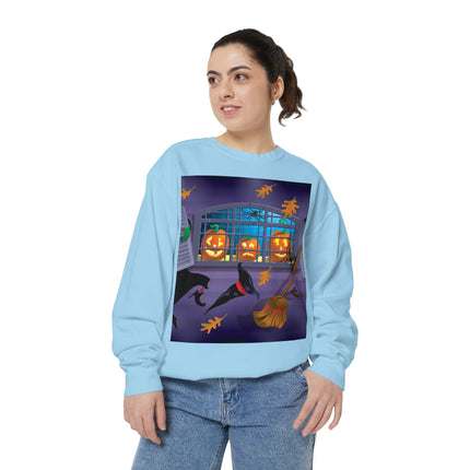 Whimsical Halloween Mischief Unisex Garment-Dyed Sweatshirt