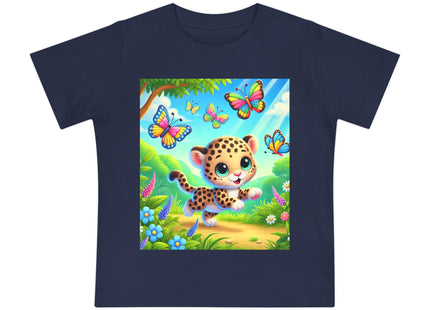 Butterfly Chase Leopard Cub Baby Short Sleeve T-Shirt