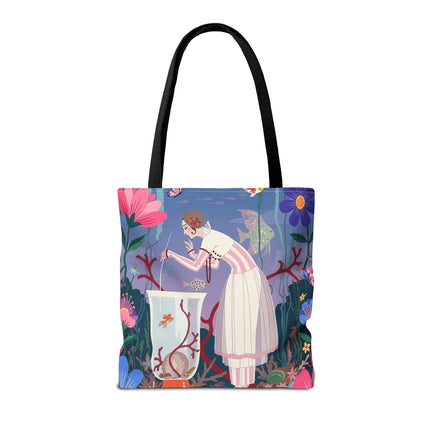 🐠🌸 The Lady Of The Enchanted Aquarium Tote Bag – Art Deco Garden Fantasy